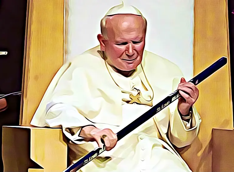 Pope with Hockey Stick